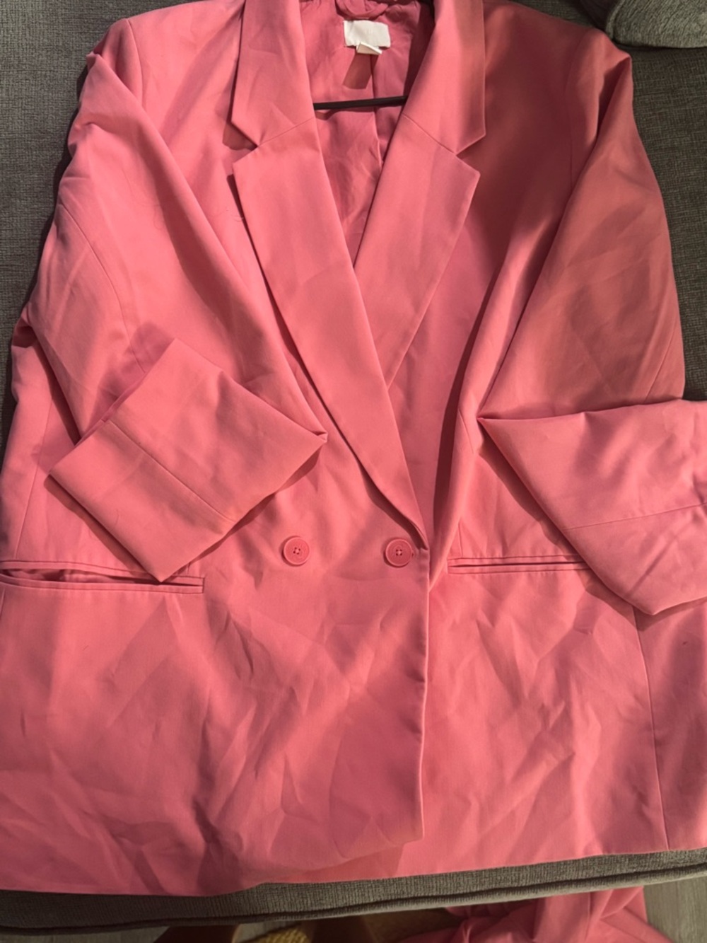 Women's Double-Breasted Pink Blazer and Pants Suit
